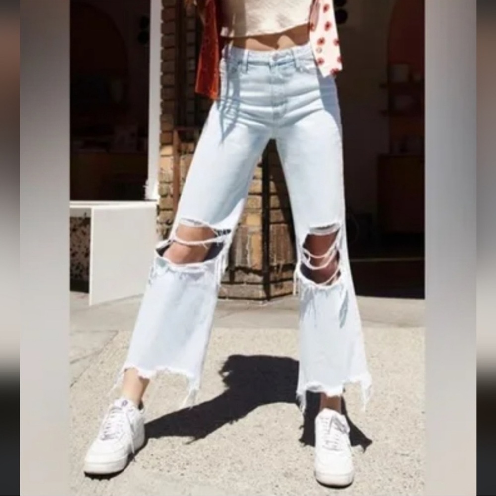 VERVET BY FLYING MONKEY Light Blue Distressed Flare Jeans
